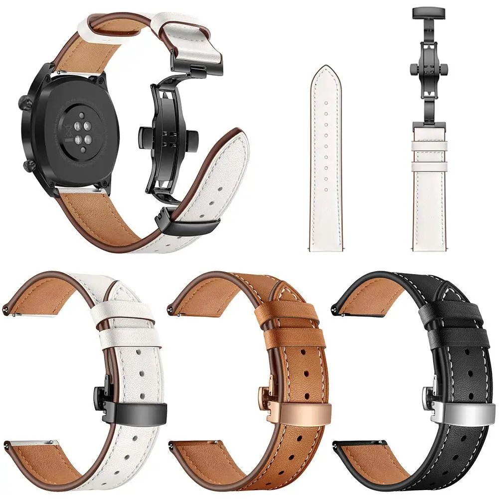 

22MM Leather Watchbands Men Women Fashionable Replacement Solid Color Leather Watch Strap For Huawei Watch GT Honor Watch Magic