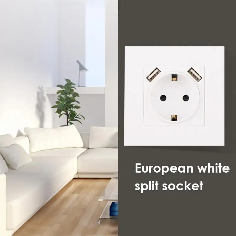 

Double USB Ports Electric Wall USB Socket 220-250V 16A Socket Power Outlet Charger adapter EU socket