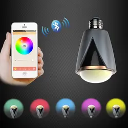 Красочные E27 приложение управления led интеллектуальная bluetooth-колонка музыка играет лампы затемнения светодиодные лампы префект для