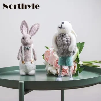 

Fleece Rabbit Figurine Home Decoration Wool Bunny Christmas Gift Miniature Party Decoration Children's Gift Desk Decoration