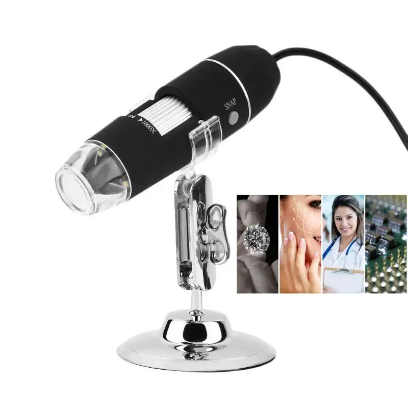 USB цифровой микроскоп 1000X 35MP 8 светодиодный электронный увеличительная камера