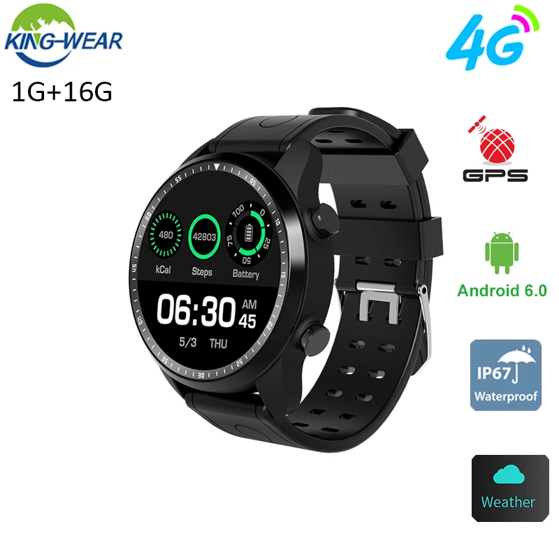 KingWear KC03/KC06 4G Смарт часы Android 6,0 Gps телефон IP67 Водонепроницаемый 1,3 дюмов МТК 6737 1,2 GHz 1 GB 16 Гб встроенной SmartWatch