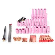 56 шт./лот TIG сварщик фонарь комплект сопла цанговый газ объектив стекло чашки WP17 WP18 WP26 WT20 Вольфрам сварочный инструмент Аксессуары