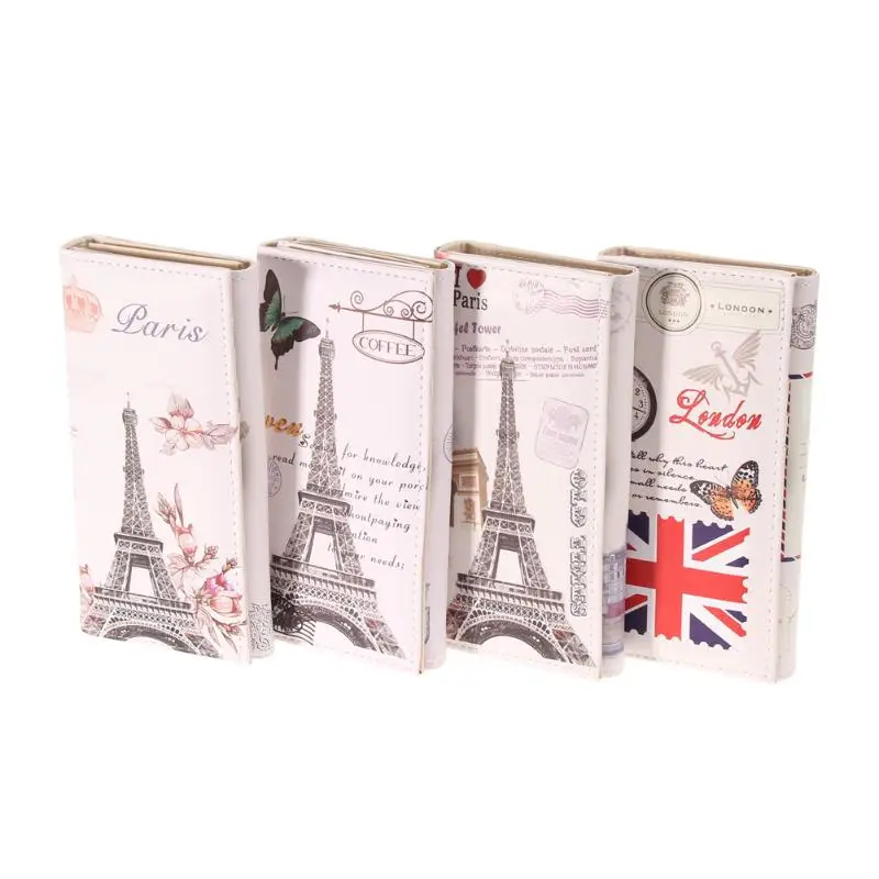 

2018 Women PU Leather Paris Romantic Scenery Wallet Varies Patterns Embossed for Ladies Card Holder Clutch Purse Wallet