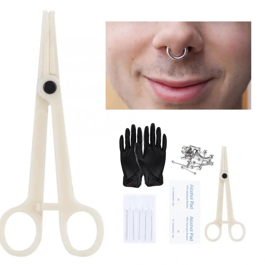 

piercing needle 8pcs Professional Body Piercing Tool Kit Nose Navel Nipple Needles Set microblading needles
