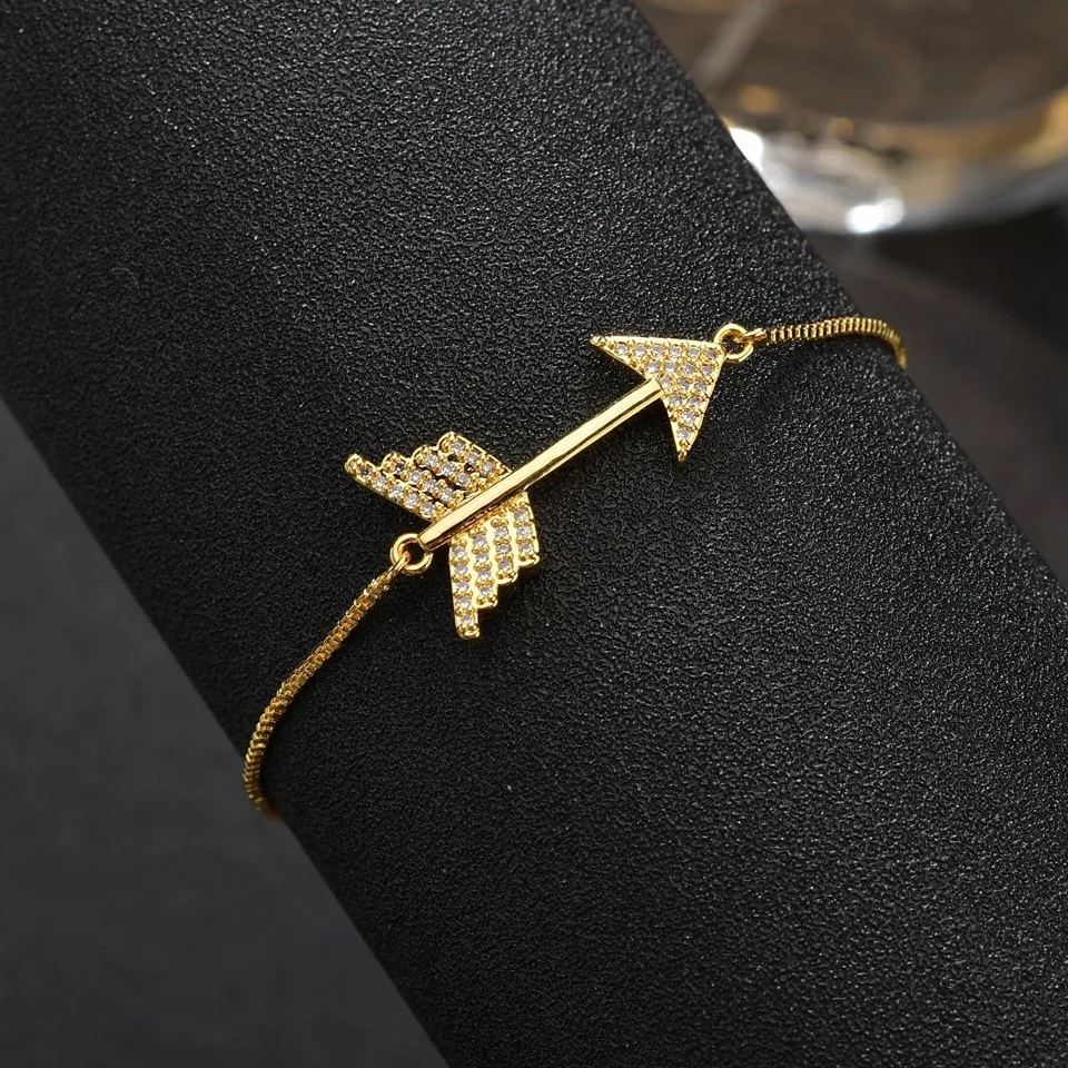 

Minimalism Arrow Zircon Adjustable Bracelet Bangles For Women Girls Gold Color Link Chains Bracelets Bangle Party Jewelry