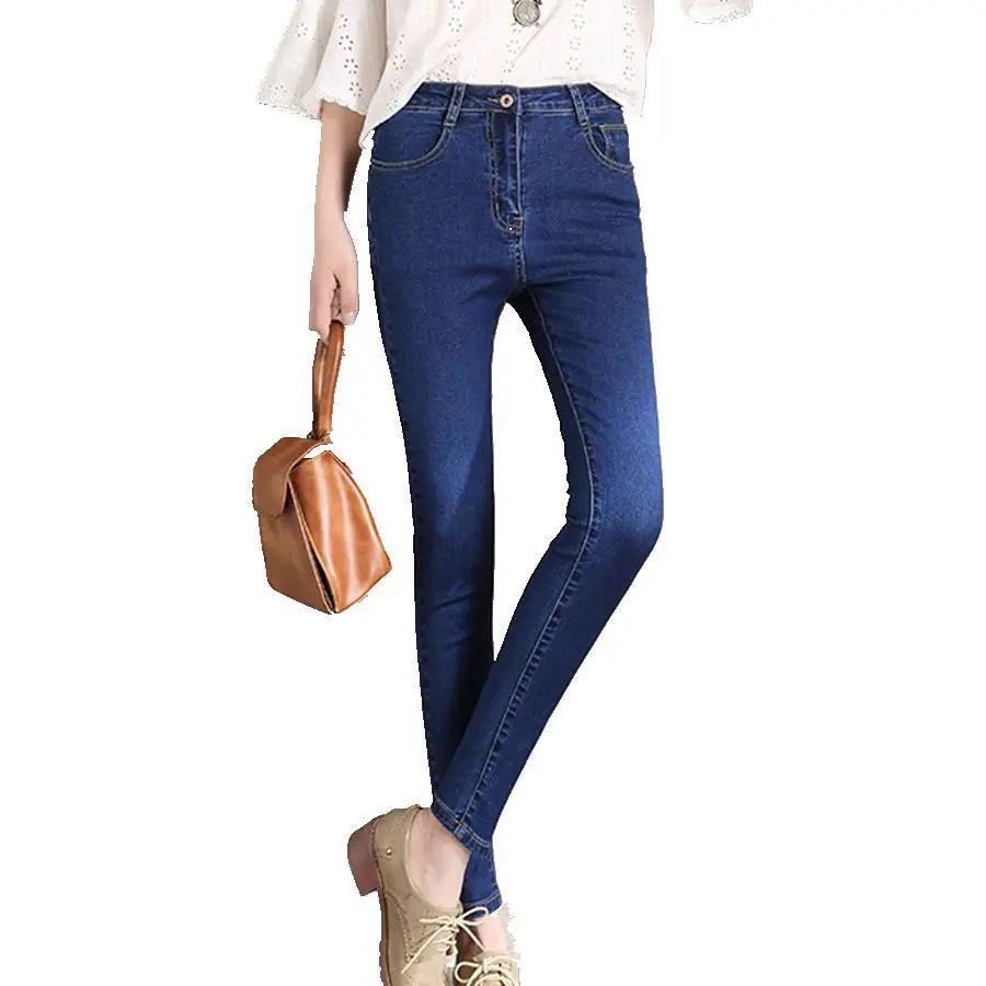 

Stretch Skinny Slim Jeans Spring Summer Women Casual High Waist Solid Color Pencil Pants Jeans Femme Mujer