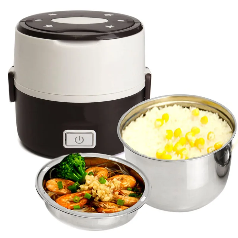 

Stainless Steel Liner Rice Cooker Electric Heating Food Box Mini Electric Steamer Food Container Thermal Lunch Box Picnic Bento