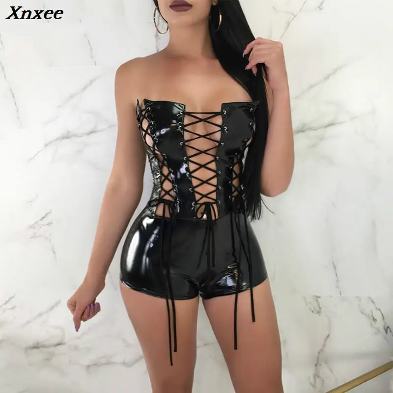 Xnxee летний сексуальный клубный бандажный боди женские шорты облегающий женский