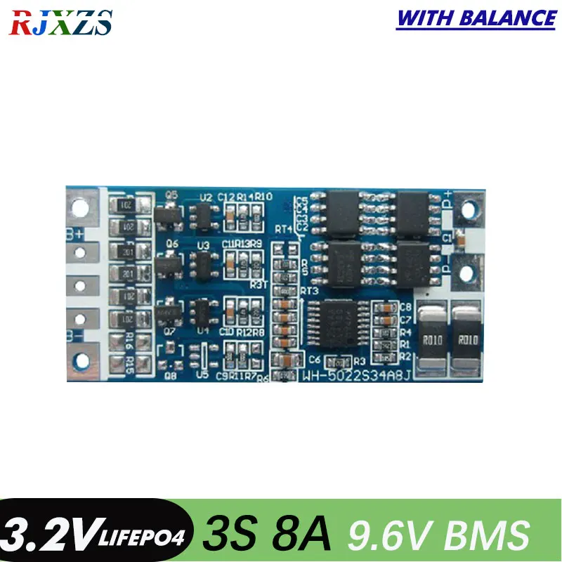 3S 8A lifepo4 9.6V 18650 BMS PCM battery protection board bms with balance for cell pack balancing | Электронные компоненты и