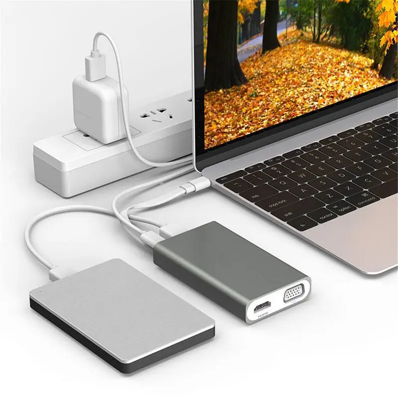 

ORICO Type-C Extender For Macbook Converter USB-C to HDMI VGA Ethernet Port USB HDMI VGA Hub Adapter