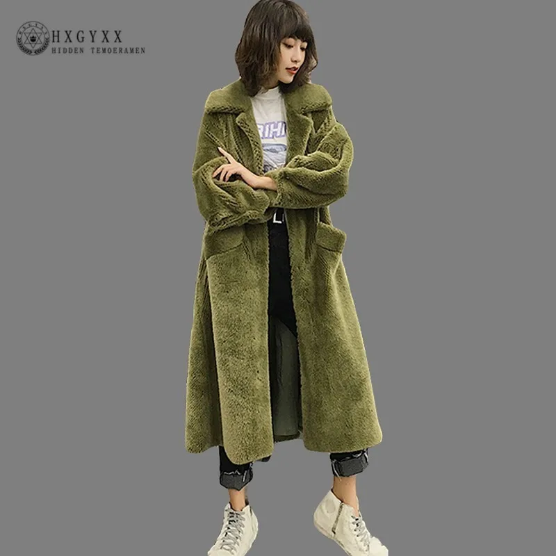 

2019 Plus Size Faux Fur Winter Women Coat Long Slim Thick Warm Luxury Plush Jacket Rabbit 's Hair Slim Outwear With Belt OKD601