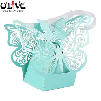 

50 Pcs Paper Cutter Butterfly Candy Box Wedding Gift Chocolate Party Favors Packaging Sugar Boxes Dragee Sweets Decoration D3