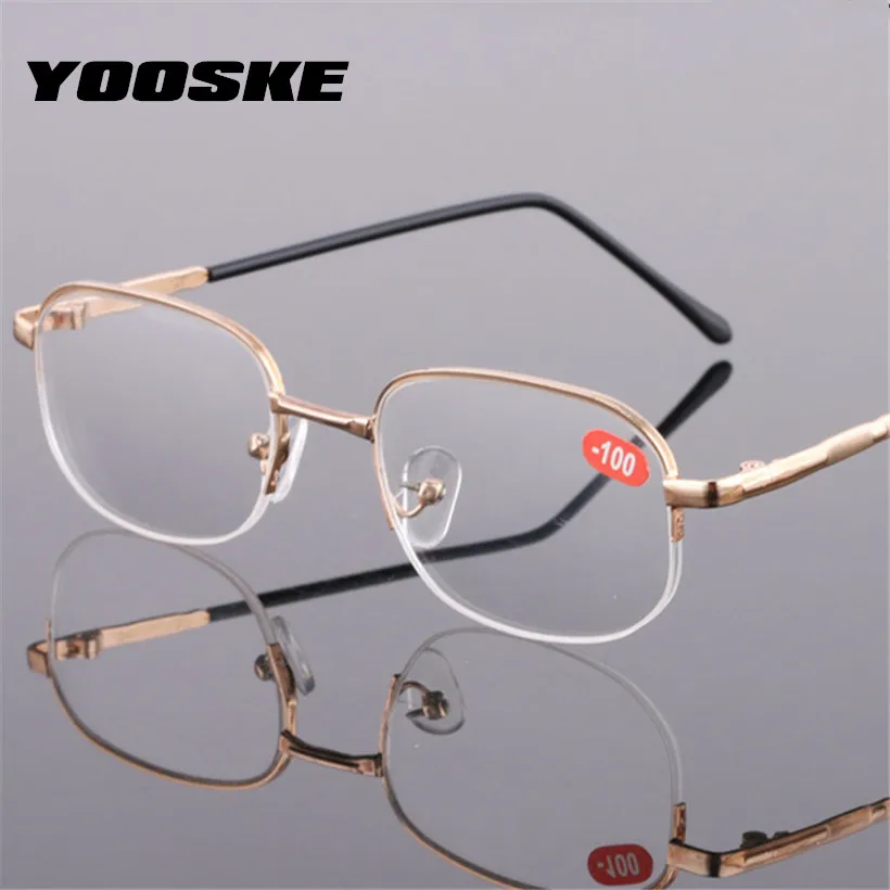 

YOOSKE Finished Myopic Glasses Women Myopia Eyeglasses Men Half Frame Short sighted Eyewear -1.0 -1.5 -2.0 -2.5 -3.0 -3.5 -4.0