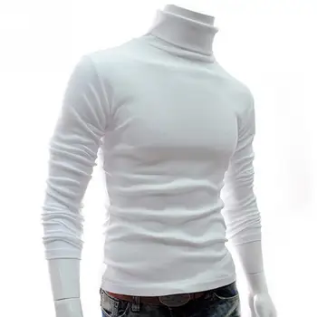 

Autumn Mens Sweaters Casual Male turtleneck Man's Black Solid Knitwear Slim Clothing Sweater Pullovers Winter Thick Warm