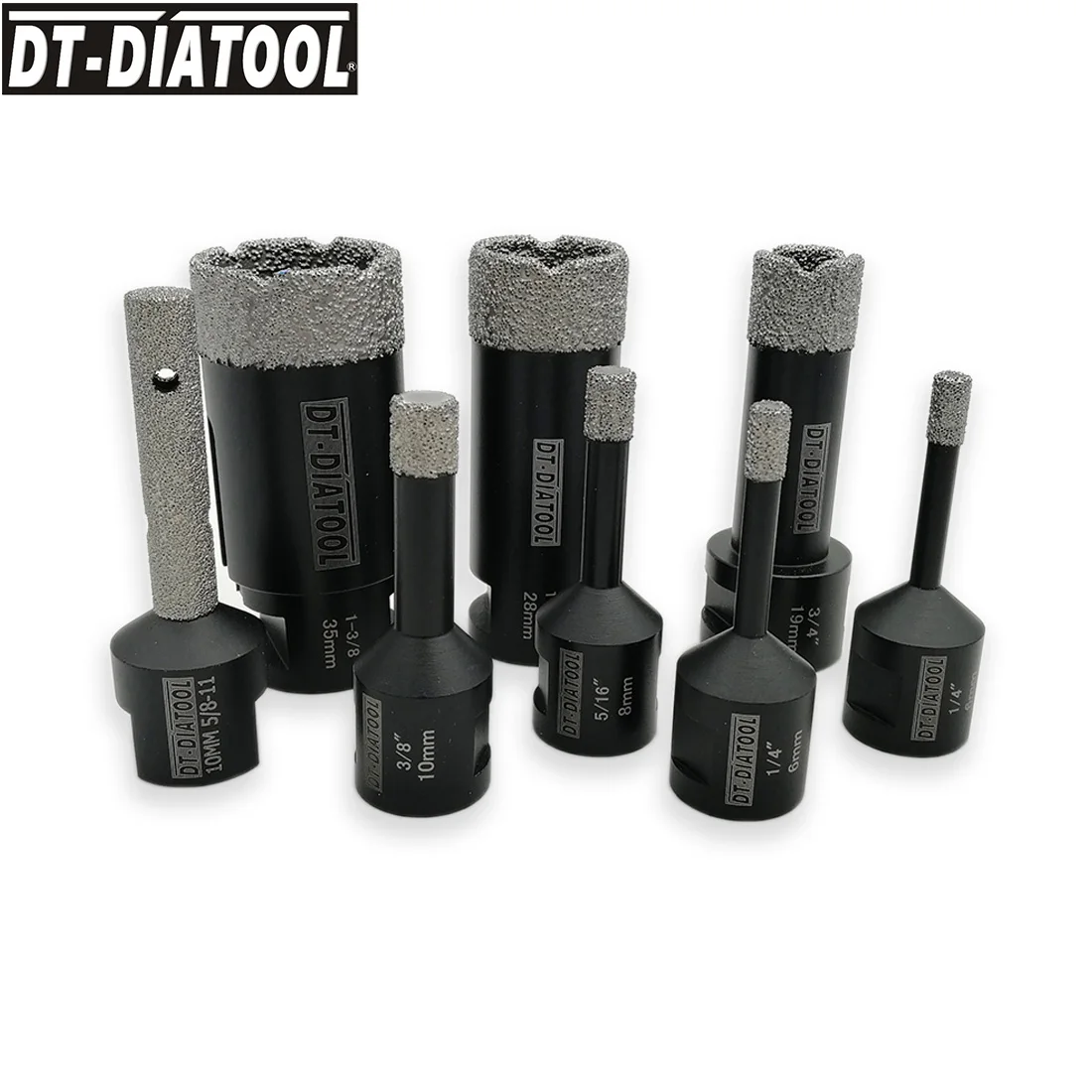 DT-DIATOOL 8pcs/kit Vacuum Brazed Diamond Drill Core Bits Sets 5/8-11 Connection Hole Saw Mixed size plus Finger Bits for Marble DT-DIATOOL 8pcs/kit Vacuum Brazed Diamond Drill Core Bits Sets 5/8-11 Connection Hole Saw Mixed size plus Finger Bits for Marble