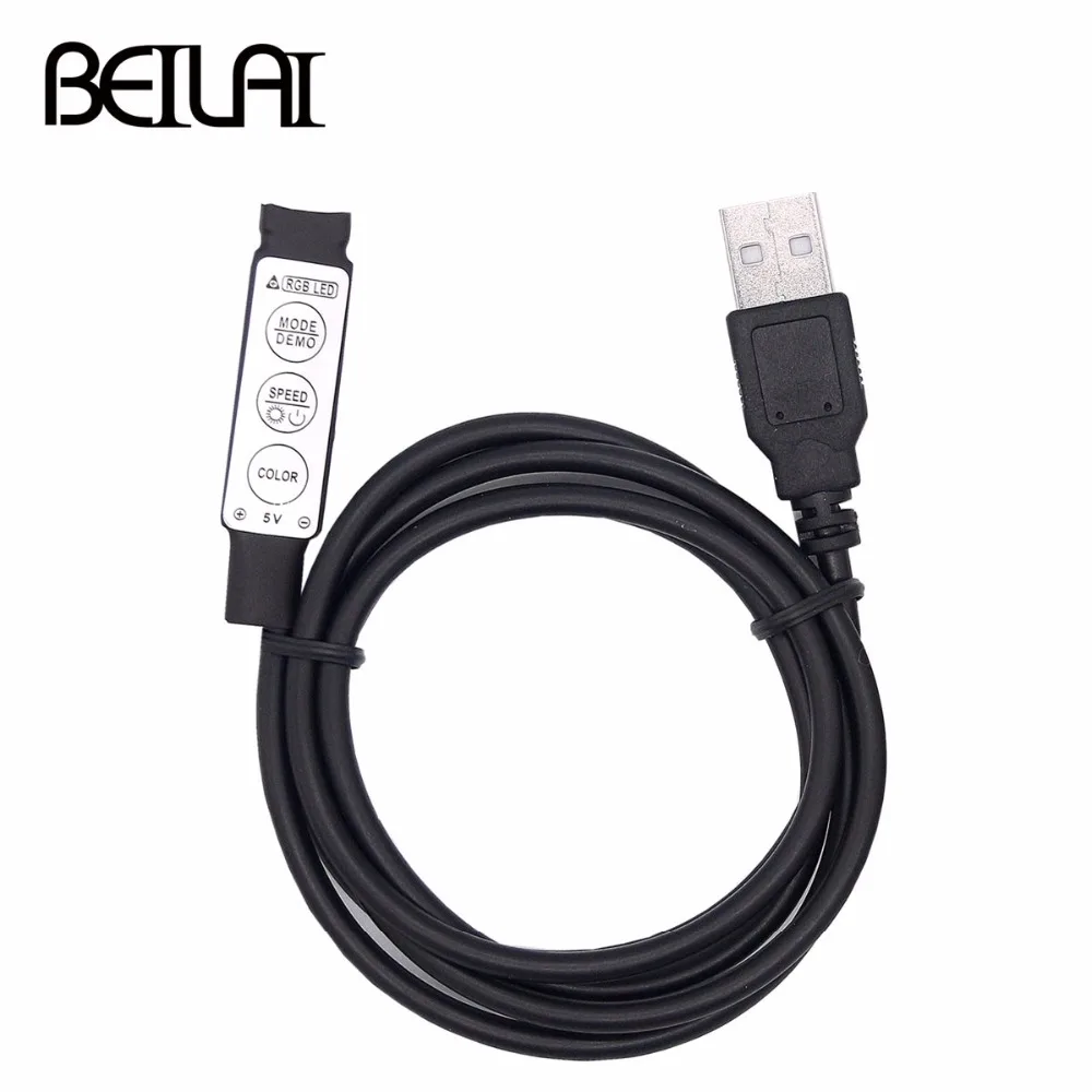 BEILAI DC 5 в USB светодиодный RGB контроллер мини 3Key 4Pin пульт дистанционного управления диммер для SMD 5050 2835 5В RGB светодиодный светильник