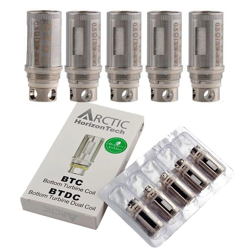 

5pcs BTDC Replacement Generic Coils Head 0.2 ohm 0.5 ohm for horizon Tech arctic New Bottom Turbine Dual Coils BTC