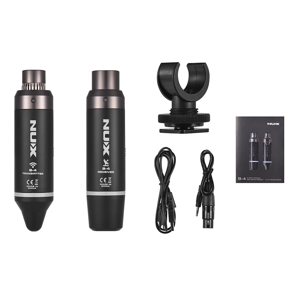 

NUX B-4 2.4G Wireless Microphone Mic System 6 Channels XLR Connection Built-in Rechargeable Lithium Battery