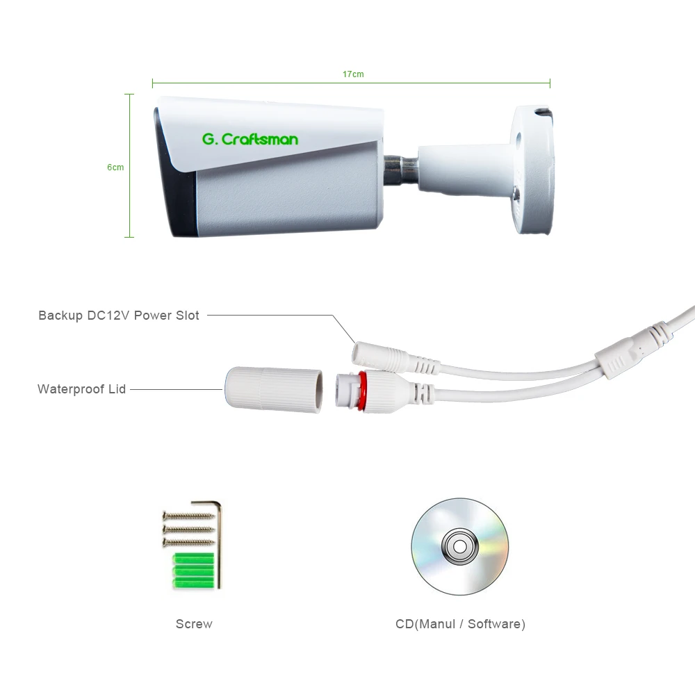 Najtaniej G. Craftsman 5MP POE aparat ip hd na zewnątrz wodoodporne widzenie nocne z wykorzystaniem podczerwieni Onvif 2.6 wideo cctv nadzoru bezpieczeństwa P2P e mail