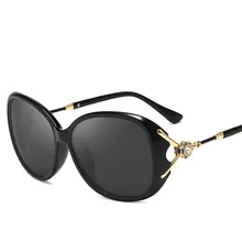 Модные женские очки, женские солнцезащитные очки, Цветочная Алмазная оправа, поляризационные солнцезащитные очки больших размеров с защитой от ультрафиолета, женские солнцезащитные очки