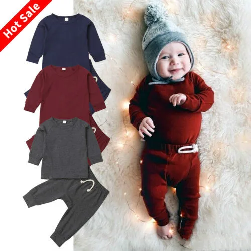 Cotton Baby Kids Newborn Pajamas PJs Sets Xmas Casual Sleepwear