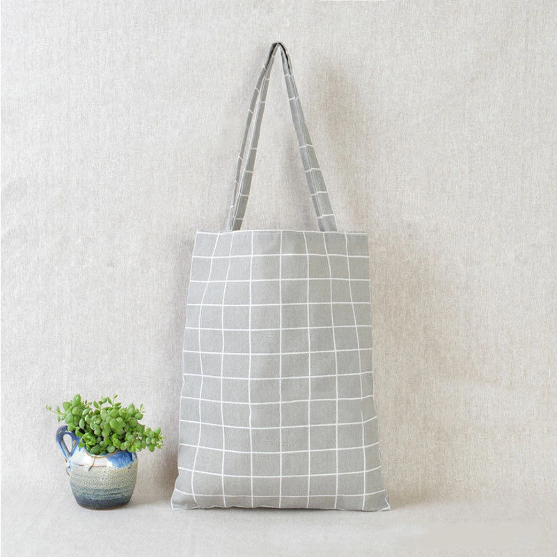 2019 Fashion Durable Women Student Cotton Linen Single Shoulder Bag Shopping Tote Check Plaid Female Flax Canvas Shopping Bags 2019 Fashion Durable Women Student Cotton Linen Single Shoulder Bag Shopping Tote Check Plaid Female Flax Canvas Shopping Bags