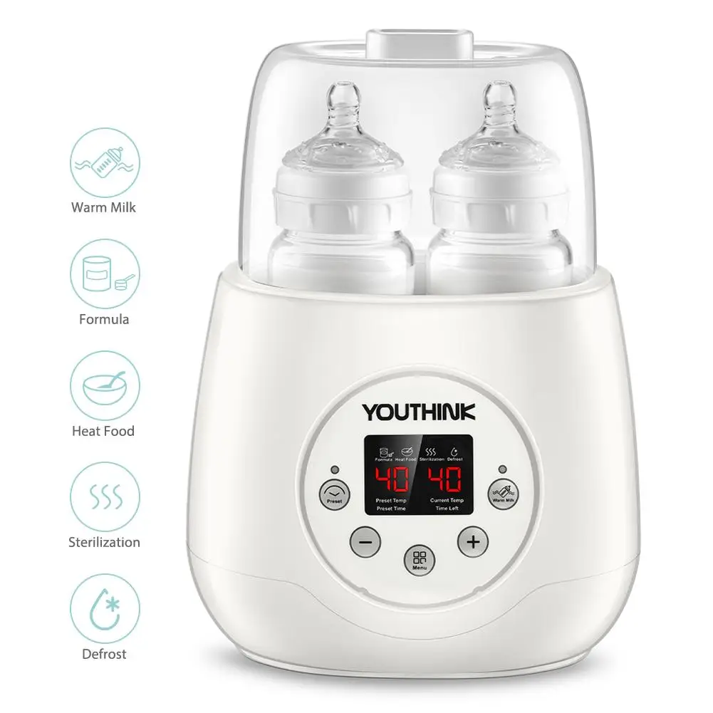 

5 in1 Milk Warmer Heater Universal Double Bottle Sterilizer for Breast Milk Feeding Baby Food Intelligent Thermostatic System