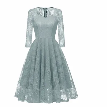 

2018 Autumn And Winter Suit-dress Seven Part Sleeve Embroidered Sexy Lace Dress