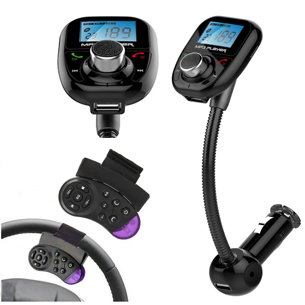 

EinCar Bluetooth A2DP FM Transmitter Wireless Audio Modulator Handsfree Car Kit Car MP3 Player with TF Slot AUX IN/OUT MP3/WMA