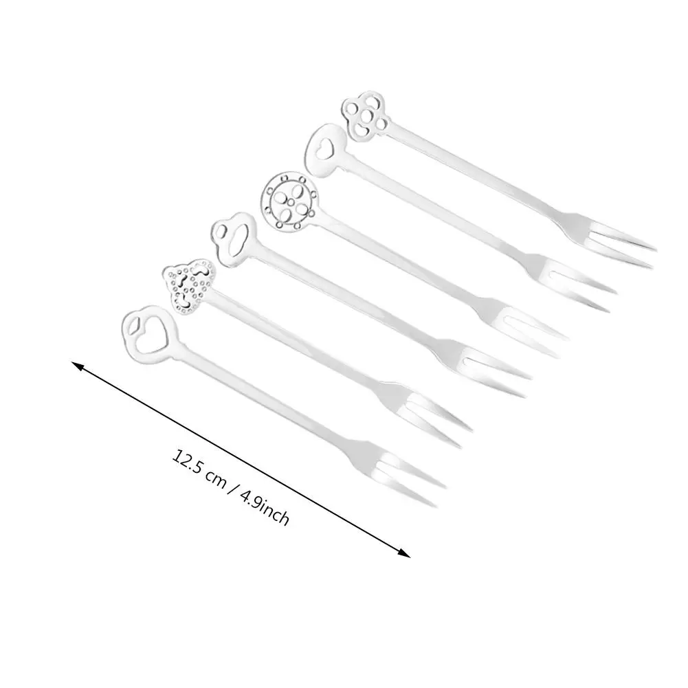 6 шт./компл. Нержавеющая сталь вилки для фруктов десертные торт два зуба набор вилок подарок для домашней вечеринки