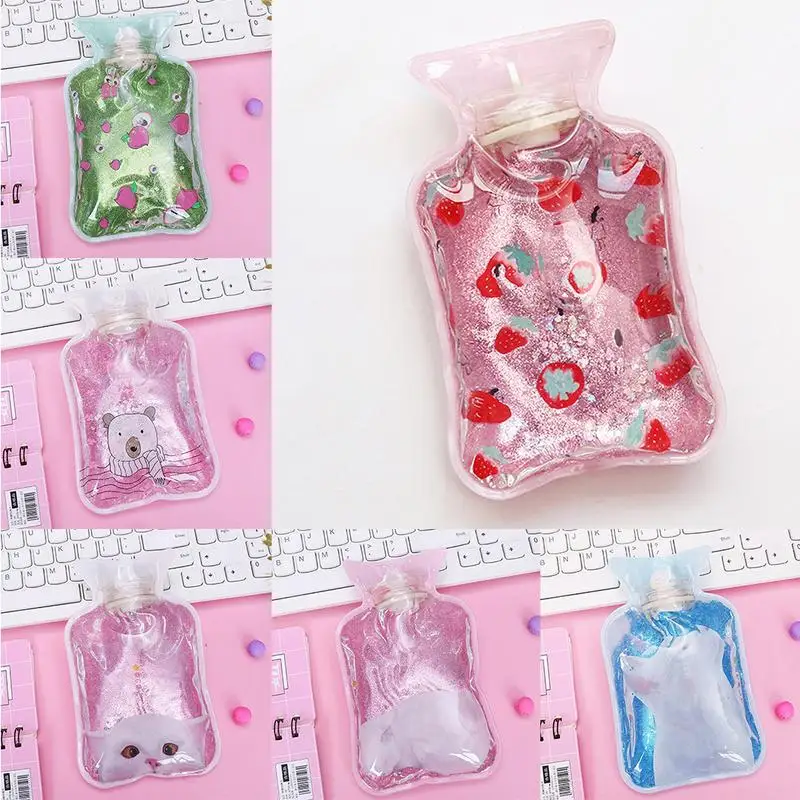 

Drift Sand Cartoon PVC Water-filling Hot Water Bottle Bag Portable Hand Warmer Water Injection Mini Storage Bag Tools Keep Warm