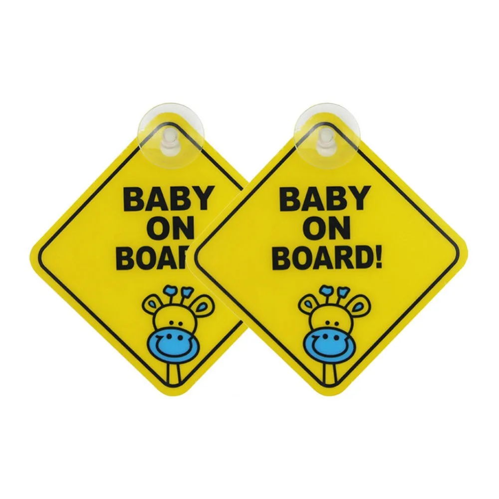 2 ou 1 bébé à bord sécurité Voiture Fenêtre Ventouse Jaune Réfléchissant SIGNE 5x5" 