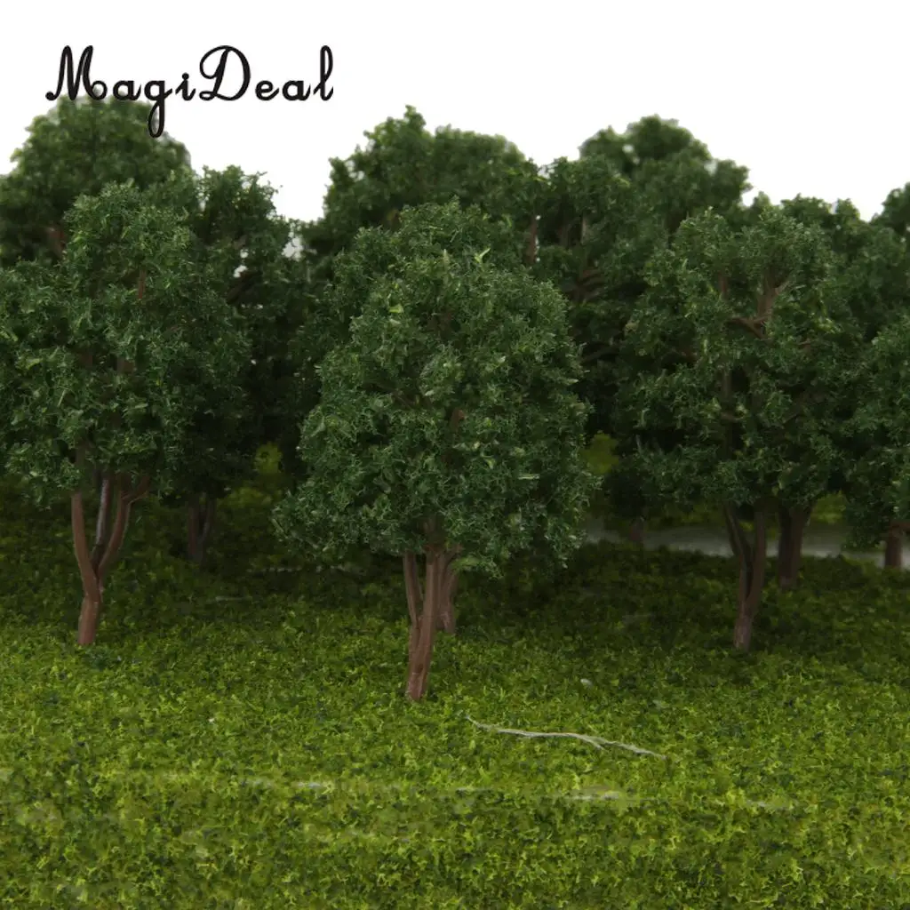 MagiDeal 20Pcs/Pack Dark Green Model Trees N Scale Train Park Railroad Railway Layout Wargame Scenery Scene Diorama Toys 7.5cm 2