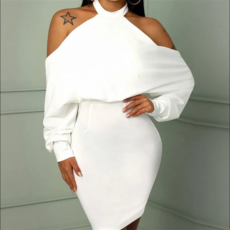 

Summer Dress 2018 Women Casual Beach Short Dress Halter Cold Shoulder Backless Mini Dress Sexy Party Dresses Vestidos S-XL