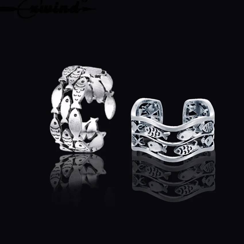 

Cxwind Fashion Party Finger Wrap Ring Swimming Fish Band Rings Adjustable for Women Charming Rings Jewelry Drop Shipping