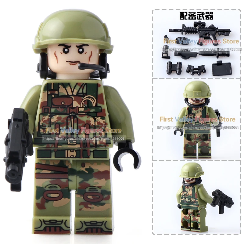 8pcs//lot Military Soldier Figures Building Blocks with Army Weapons Toys Bricks