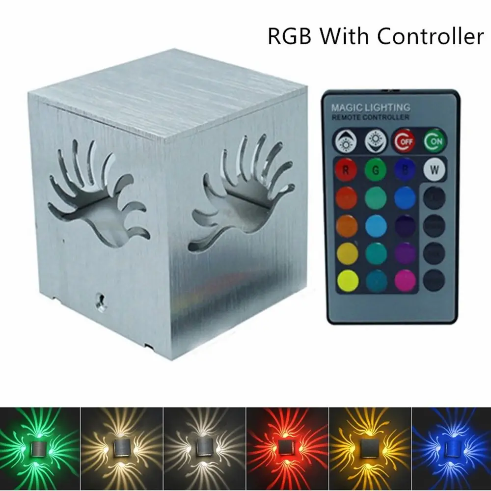 

Modern 3W RGB led wall lamp Flame projection aluminum wall sconce light Living room TV background KTV Decoration LED Wall Light