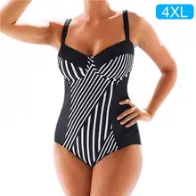 Женский сексуальный купальник, европейский и американский стиль, Полосатый Цельный купальник бикини большого размера