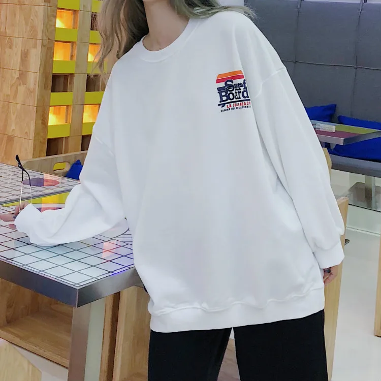 Женская трикотажная футболка Tumblr Kpop хлопковая свободная с круглым вырезом и