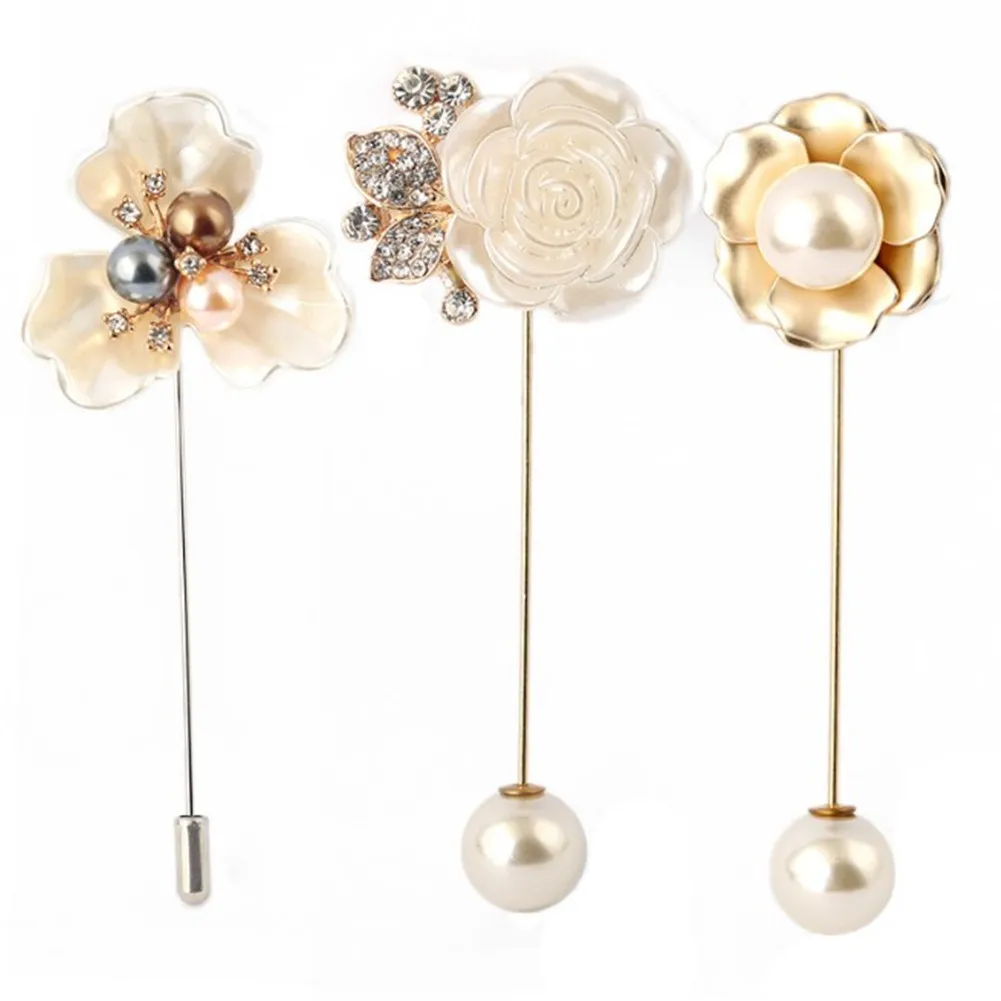 Модные женские броши свитера с жемчужинами и цветами из горного хрусталя длинные
