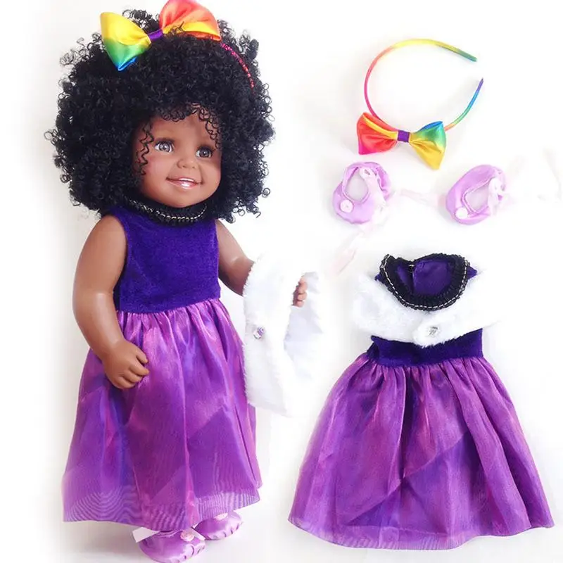 

18inch Silicone Vinyl Reborn Newborn Doll Black Rapunzel Baby Dolls Baby Soft Reborn Babies Dolls Toys Toy Girl Kid 45CM