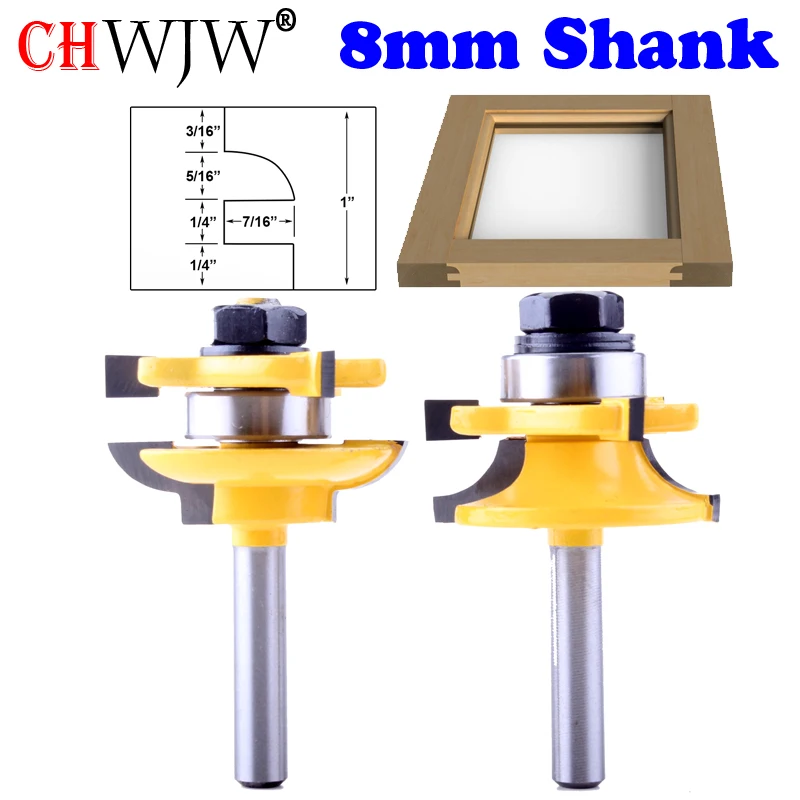 2PC 8mm Shank high quality Raised Panel Cabinet Door font b Router b font Bit Set