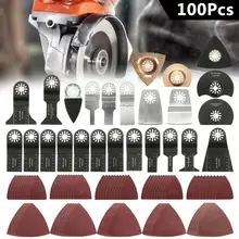 100 шт лезвия для маятниковой пилы мульти инструмент Аксессуары Набор для дерева, пластика, металла, ногтей, гипсокартона