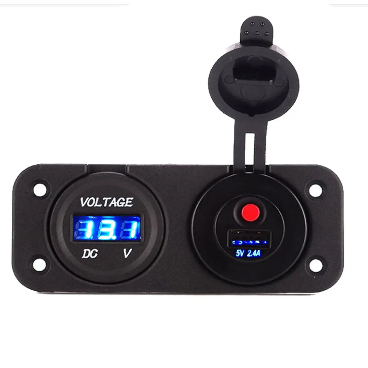 

Car Cigarette Lighter Socket Adaptor Daul USB Charger Socket with Colorful LED Display Voltmeter Car Boat Switch Control Panel