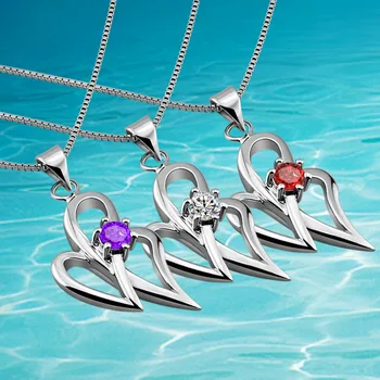 

Popular Women Necklaces Heart Pendants Necklace 925 Silver Jewelry Chokerr Exquisite Jewelry Accessories Gorgeous Pendientes