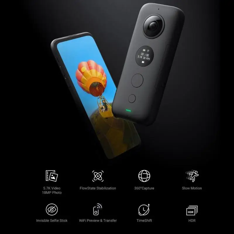 

Insta360 ONE X Sport Action Camera VR 360 Panoramic Camera Anti-shake Video Invisible Selfie Stick Gyroscope Webcast for iPhone