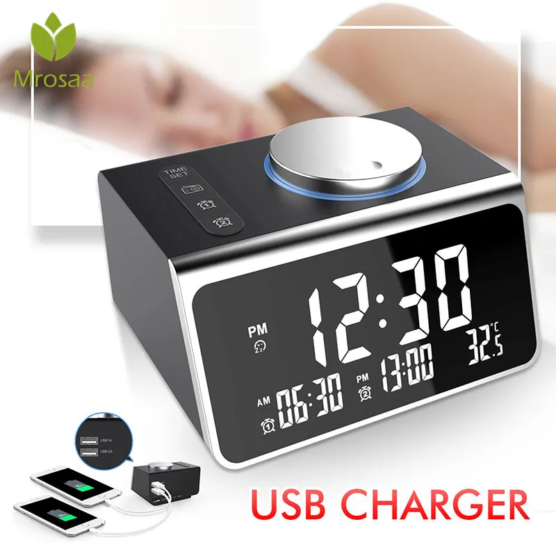 Bluetooth FM Radio LED Digital Alarm Clock Speaker With 2 USB Ports Alarm Clock Home Decration Snooze Table Desktop Clock