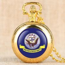 Орел фиолетовый узор циферблат ВМС США кварцевые карманные часы ожерелье кулон для мужчин женщин брелок часы цепь коллекционные вещи