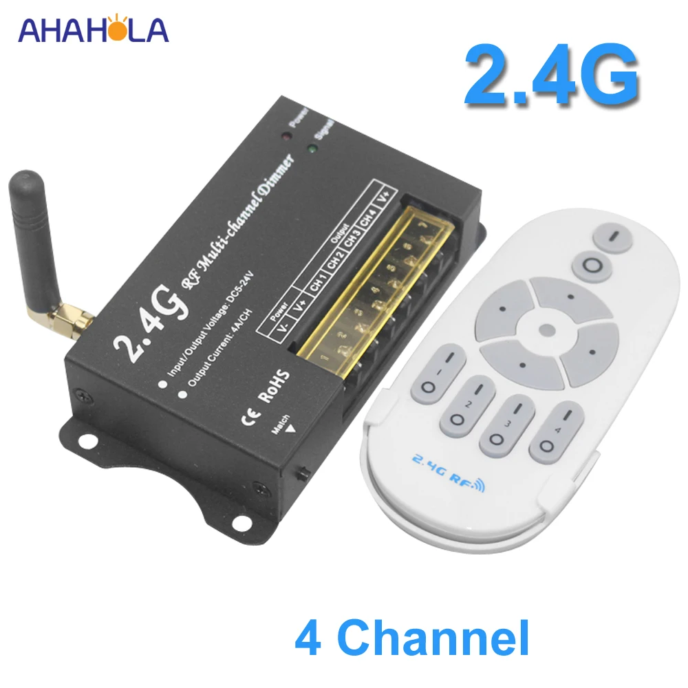 

2.4G Led Dimmer 12V 24V RF Remote Control Led Strip Dimmer 12v 24v PWM Dimmer Wireless Remote Control Led Lamp 4 Channel